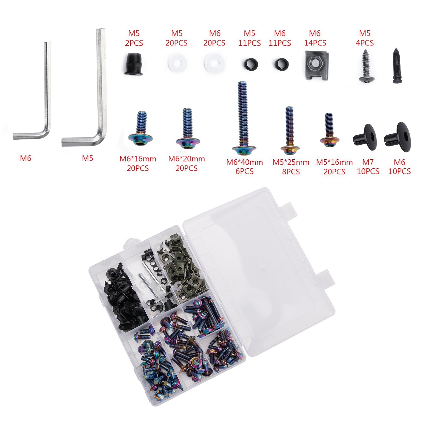 Terminali M6 + - Parti Set Black Set Vite M5 198 Clip / Cladding Viti