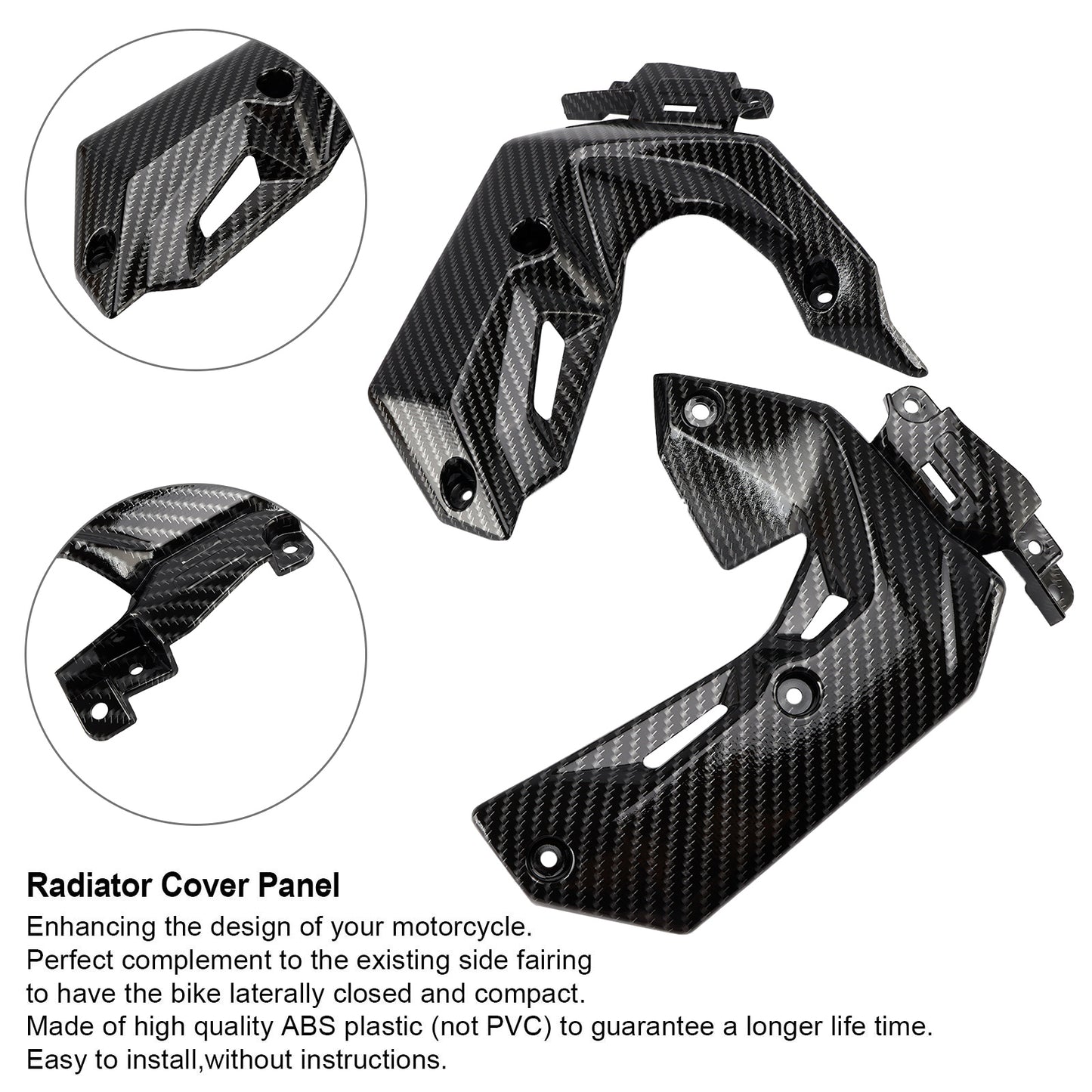 Pannello di copertura della carenatura del pannello di copertura del radiatore laterale in plastica ABS per Kawasaki Z650 2017-2019 generico