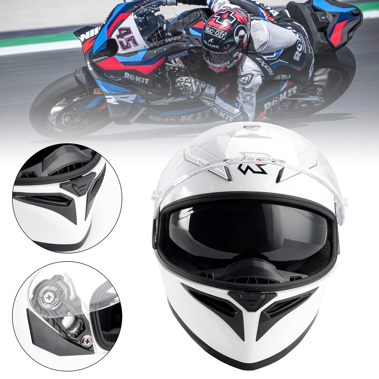 Casco da moto DOT per adulti Street Integrale Bianco