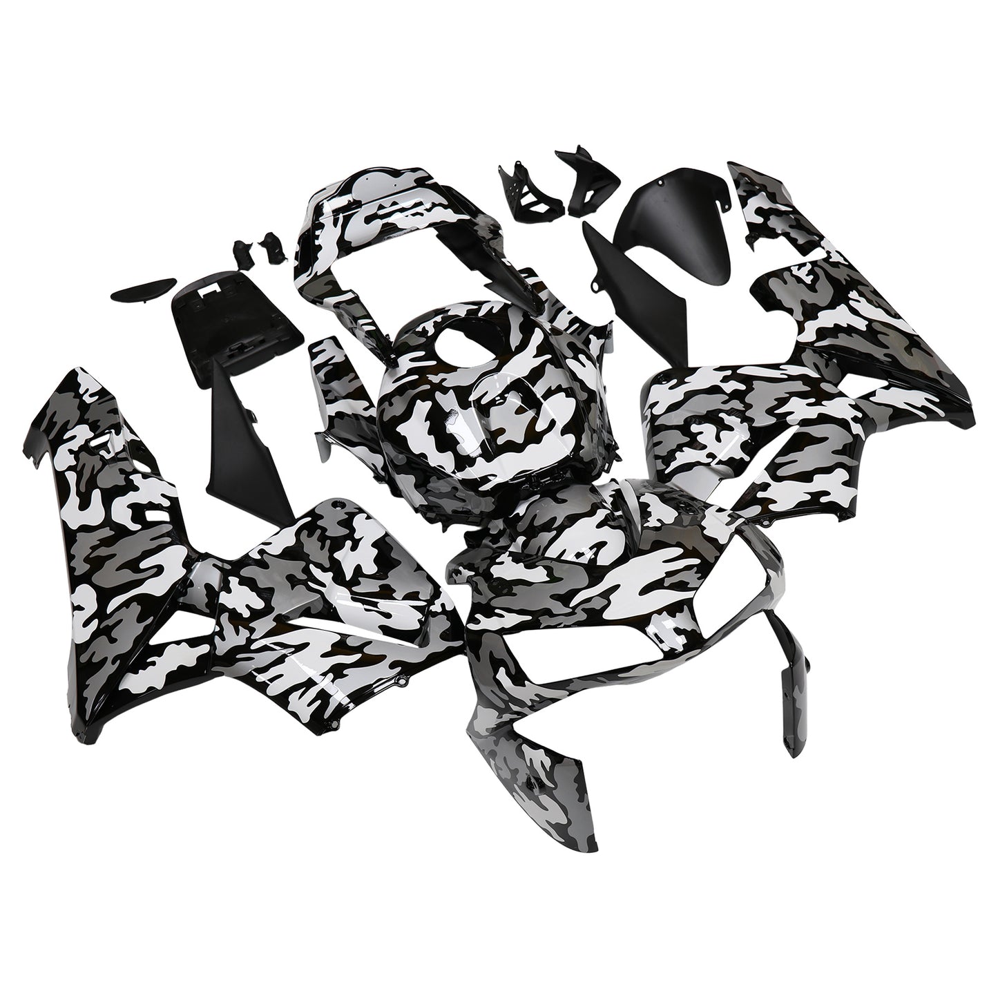 Carene 2003-2004 Honda CBR 600 RR Blk Wht Silver Camouflage Racing Generico