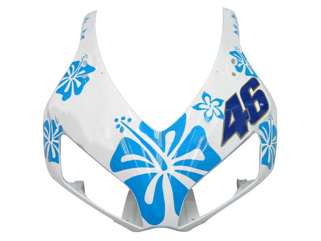 Amotopart Cladding Honda CBR1000RR 2006-2007 Cladding White e kit di memoria di corse di fiori blu