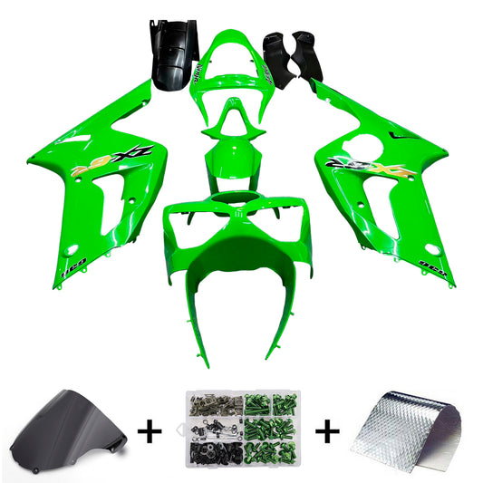 Amotopart 2003-2004 Kawasaki ZX6R Cladding Green Kit