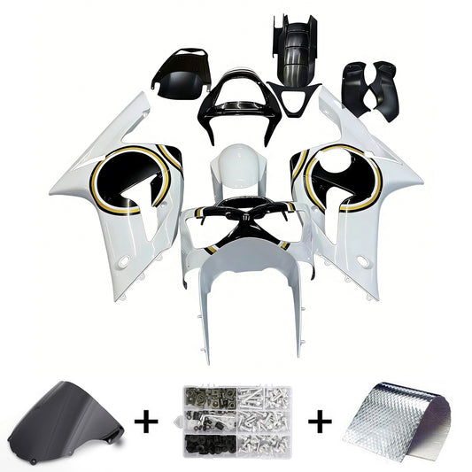 Carene 2003-2004 Kawasaki ZX6R 636 Bianco Nero Lucky Strike Racing Generico