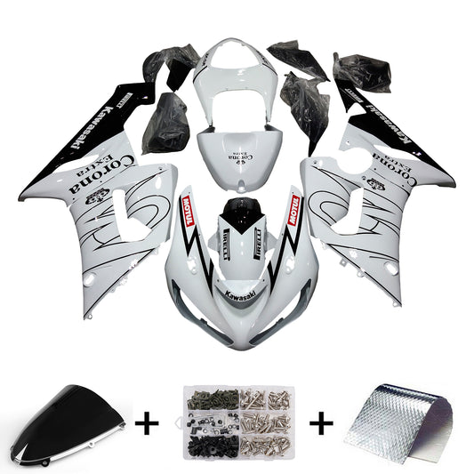 Carene 2005-2006 Kawasaki ZX6R 636 Bianco Nero Corona Generico