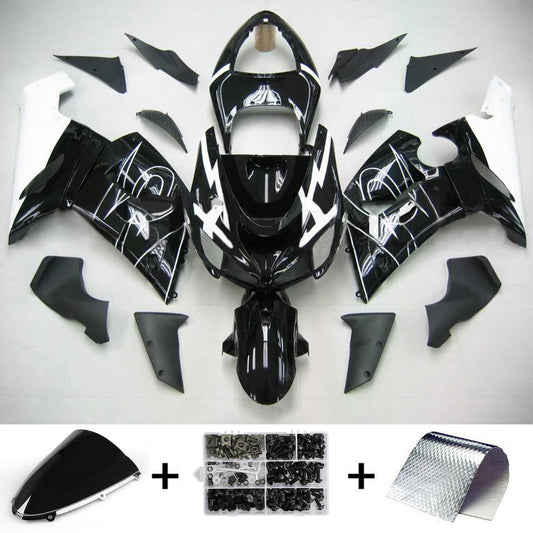Amotopart Kawasaki 2005-2006 ZX6R 636 Kit di spostamento della miscela bianca nera