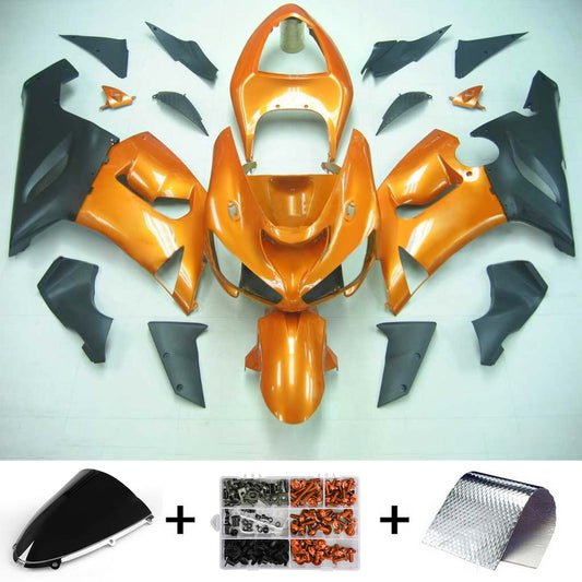 Amotopart Kawasaki 2005-2006 ZX6R 636 Orange con kit di rivestimento nero