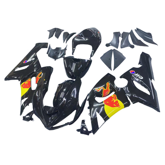 Amotopart Kawasaki 2005-2006 ZX6R 636 Kit di carenatura nera rossa