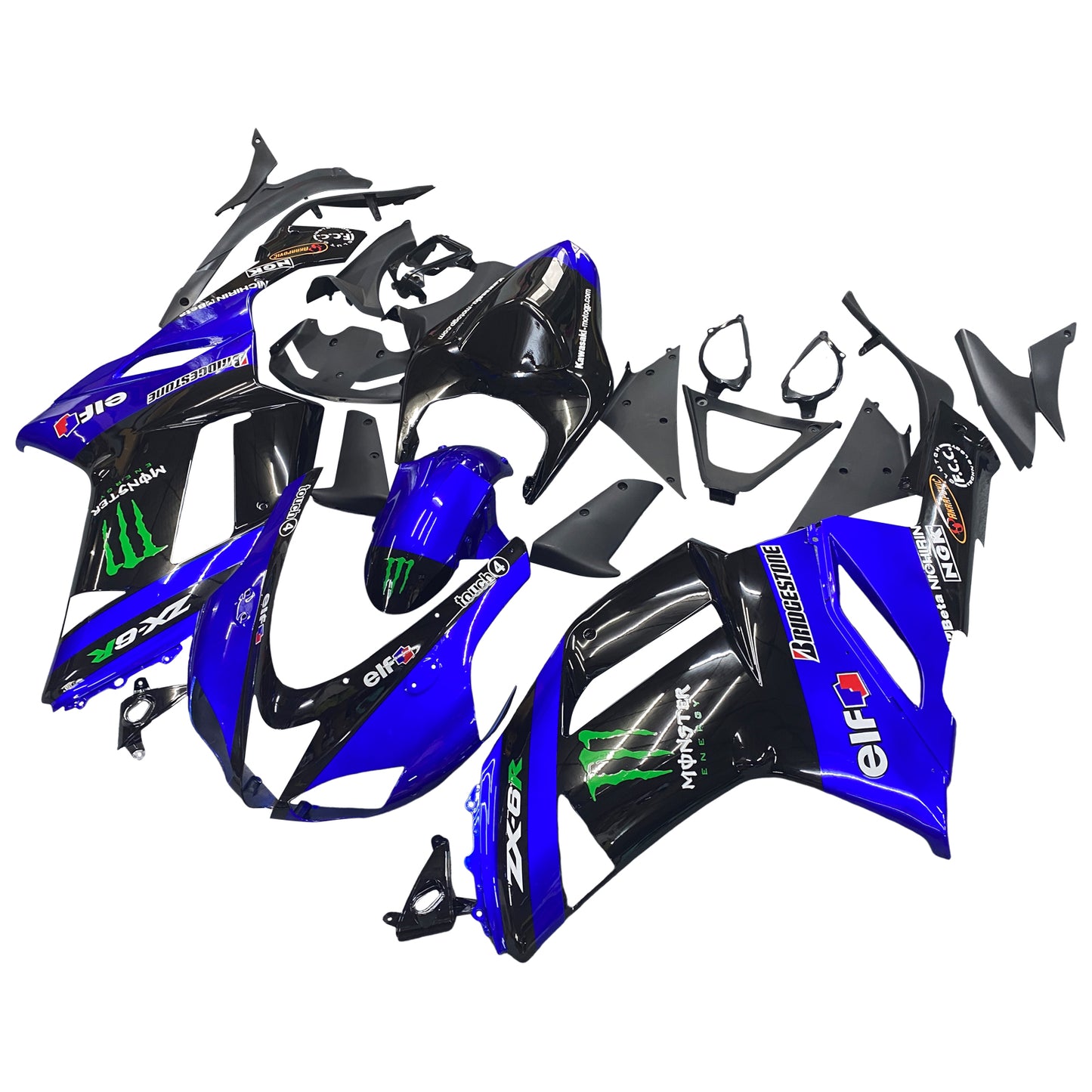 Amotopart Kawasaki ZX6R 636 2007-2008 Kit carena Carrozzeria Plastica ABS