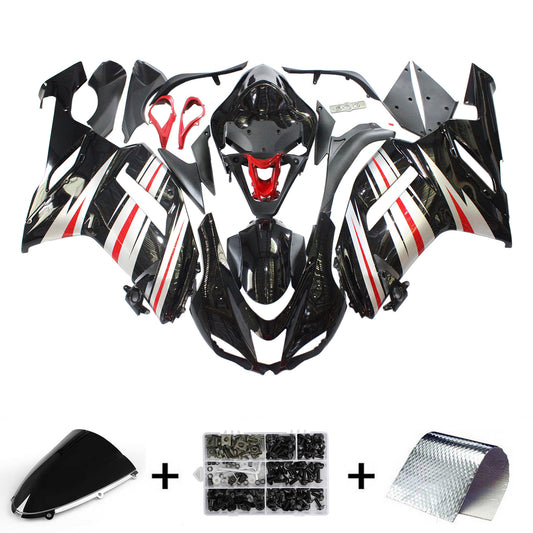 Amotopart Kawasaki 2007-2008 ZX6R 636 Kit di paura rossa a taglio nero