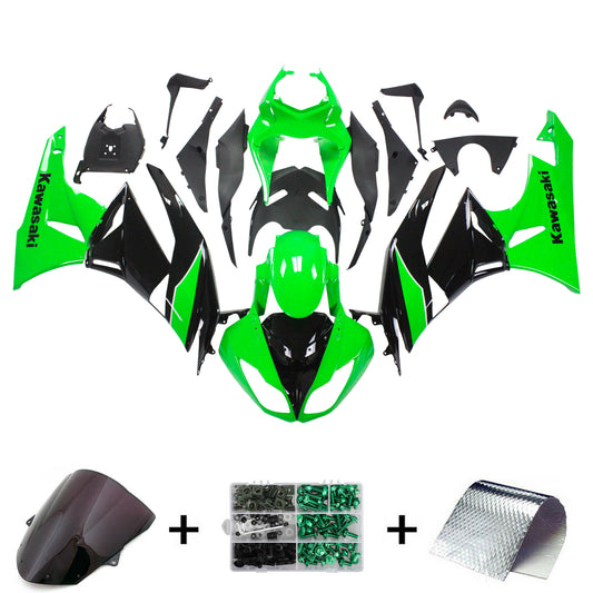 Amotopart Kawasaki 2009-2012 ZX6R 636 kit di rivestimento verde nero