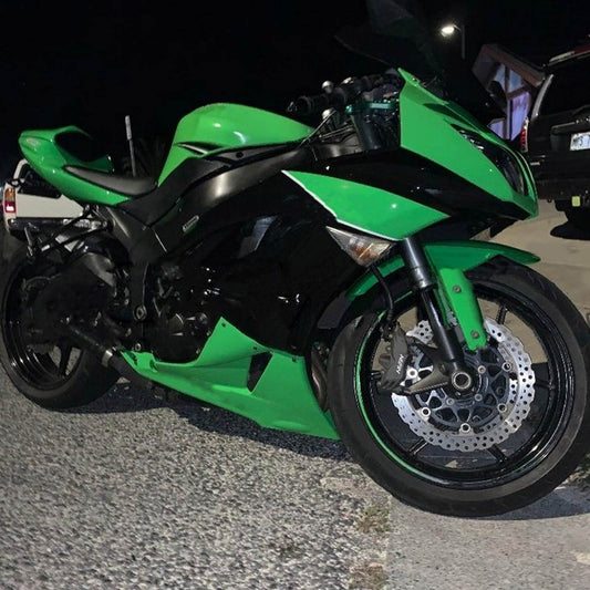 Amotopart Kawasaki 2009-2012 ZX6R 636 kit di rivestimento verde nero
