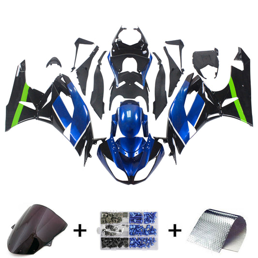 Amotopart Kawasaki 2009-2012 ZX6R 636 Blue Mix Black Cladding Kit