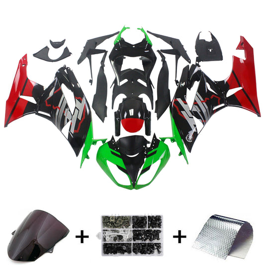 Amotopart Kawasaki 2009-2012 ZX6R 636 Kit di paura nera rosso verde