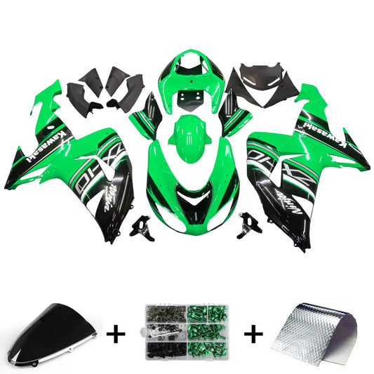 Amotopart Kawasaki ZX10R 2006-2007 Kit di paura nero verde