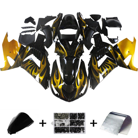 Carene 2006-2011 Kawasaki ZX14R Black & Gold Flame Ninja Generico