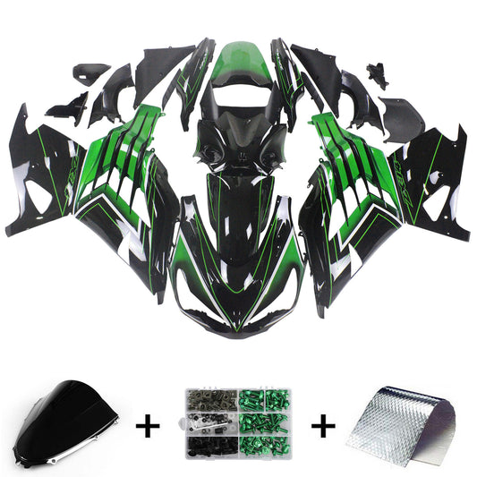Amotopart Kawasaki 2012-2021 ZX14R Nero con kit di paura verde