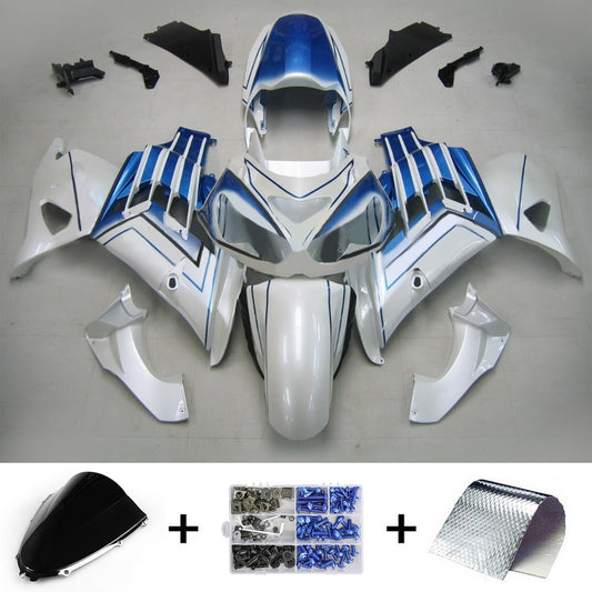Amotopart Kawasaki 2012-2021 kit di carenatura blu bianca ZX14R