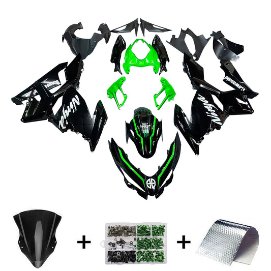 Amotopart 2018-2020 Kawasaki Ex400/Ninja400 Giadding Black & Green Kit