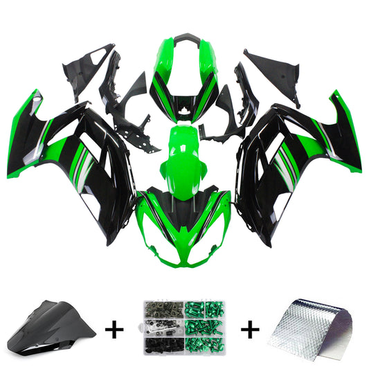 Amotopart 2012-2016 Kawasaki Ninja 650 Green Black Fearing Kit