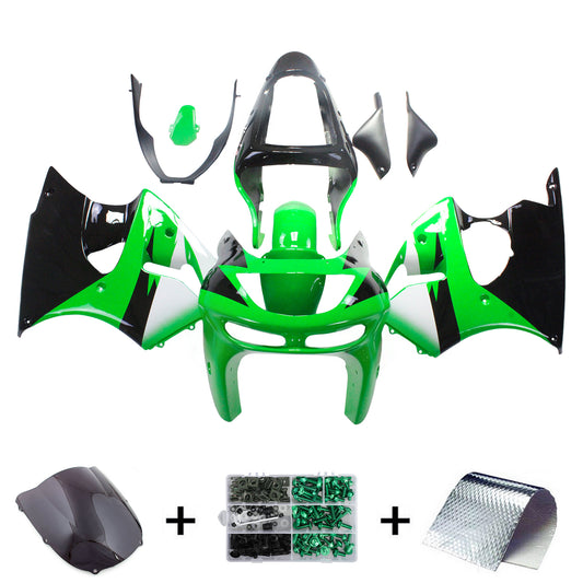 Amotopart Kawasaki ZX6R 1998-1999 kit di abbigliamento nero verde