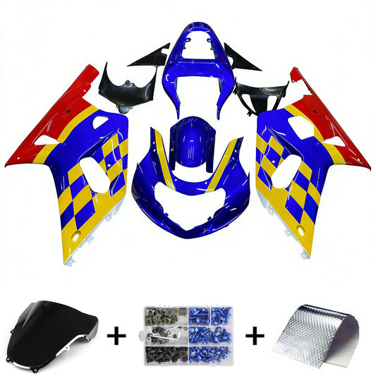 Amotopart 2001-2003 Suzuki GSXR600 Cladding Blue & Yellow Multi Kit
