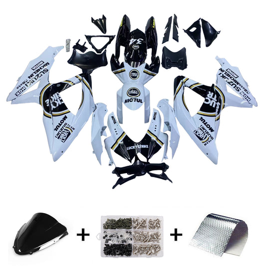 Carene 2008-2010 Suzuki GSXR 600 750 Bianco Nero Lucky Strike Generico