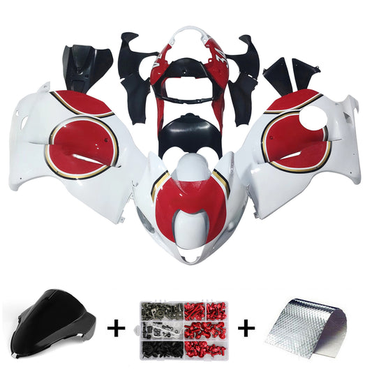 Amotopart Suzuki Hayabusa GSXR1300 1999-2007 Cladding White e kit rosso