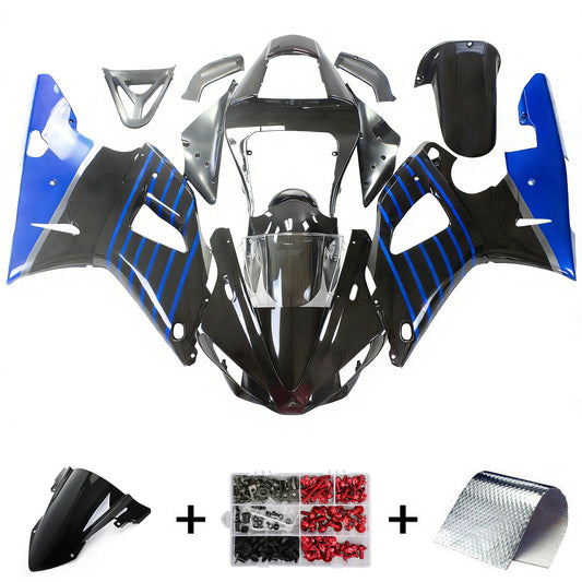 Amotopart Yamaha 2000-2001 YZF 1000 R1 Kit di carenatura nera blu