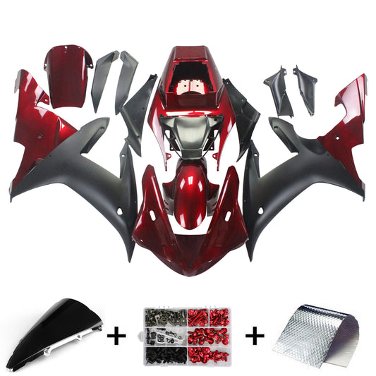 Amotopart 2002-2003 Yamaha R1 Cladding G-Red & Black Kit
