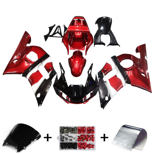 Amotopart Yamaha 1998-2002 YZF 600 R6 rosso con kit di rivestimento bianco nero