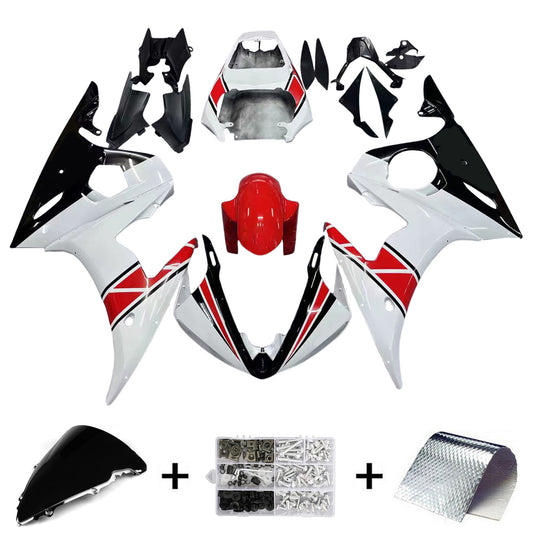 Amotopart Yamaha 2003-2004 YZF 600 R6 e 2006-2009 YZF R6S Kit di paura rosso bianco