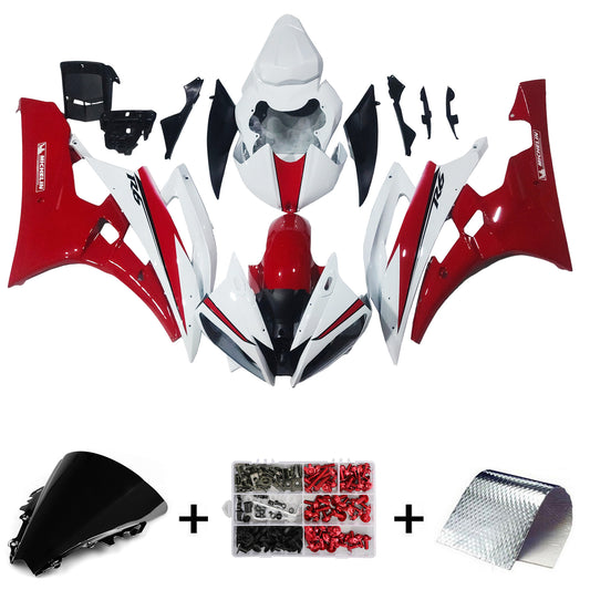 Amotopart Frakings Yamaha YZF-R6 2006-2007 Cladding White? Kit di vendita rosso Michelin