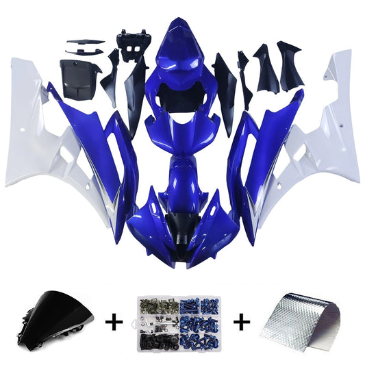 Amotopart Frakings Yamaha YZF-R6 2006-2007 Kit di spostamento blu e bianco di pulizia