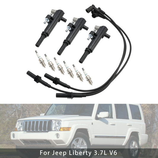 3x Bobina di accensione+6x Candela+3x Cavo UF640 per Jeep Liberty 3.7L V6