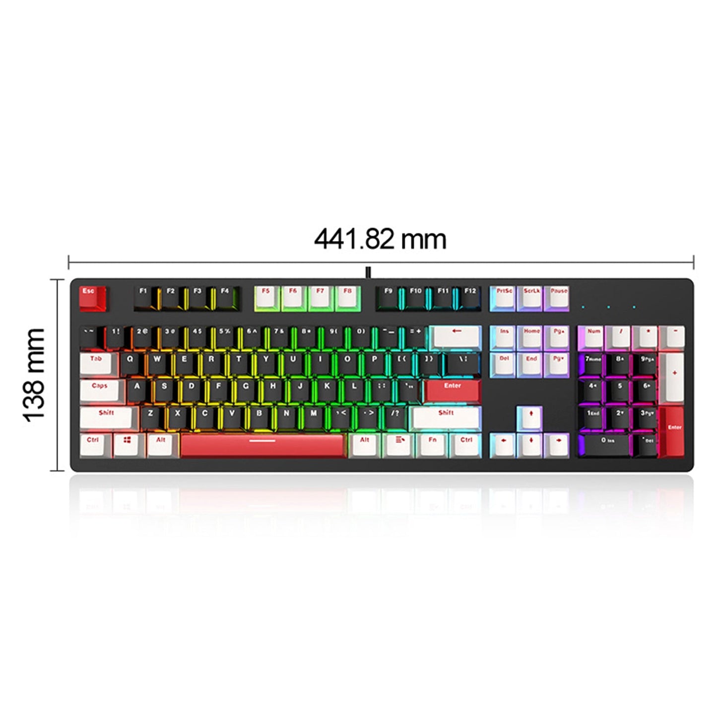 Tastiera da gioco meccanica cablata con interruttore lineare da 104 tasti e luce RGB con interruttore blu