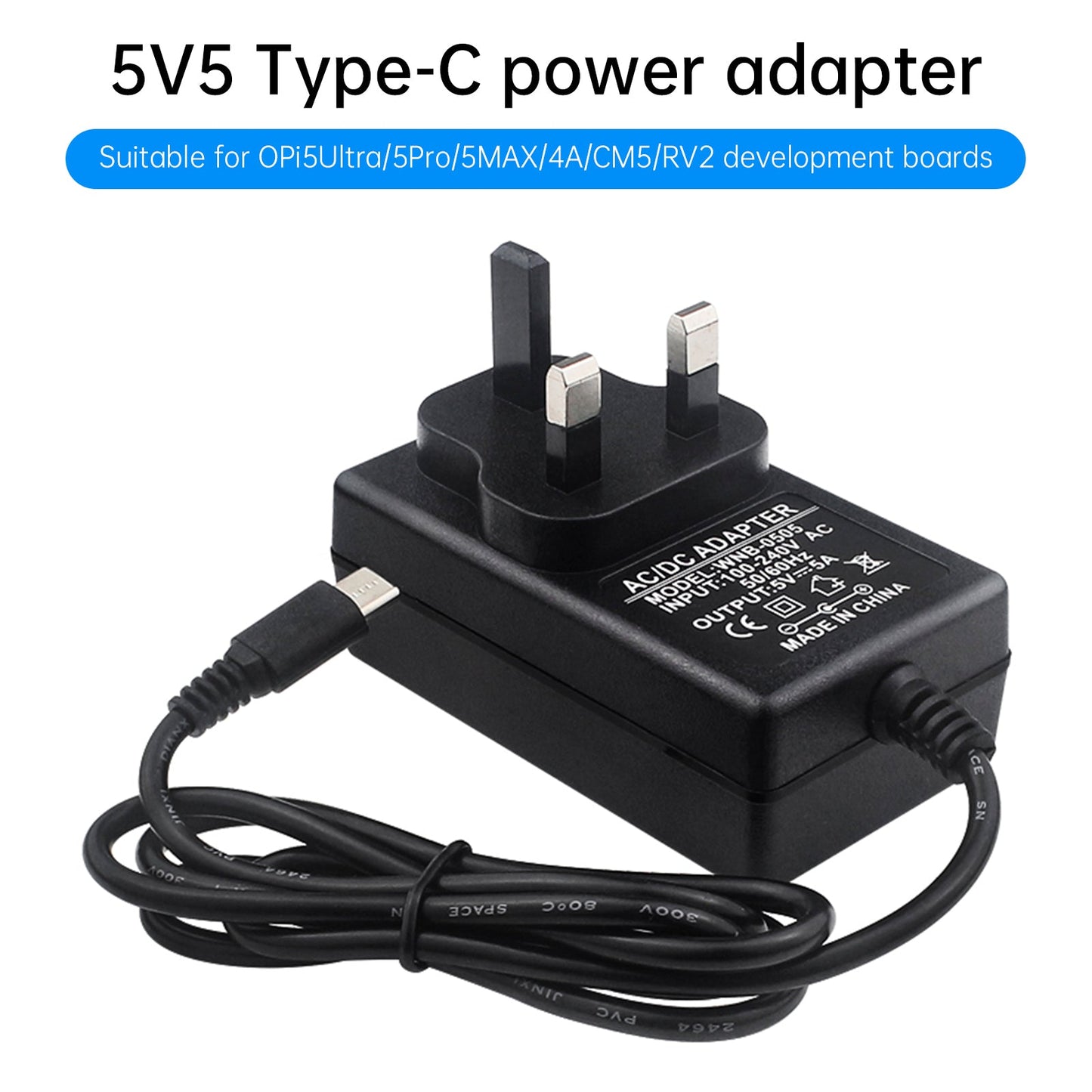Adattatore di alimentazione Orange Pi 5Pro Tipo-C 5V5A Alimentatore OrangePi 5MAX/CM5 Spina USA