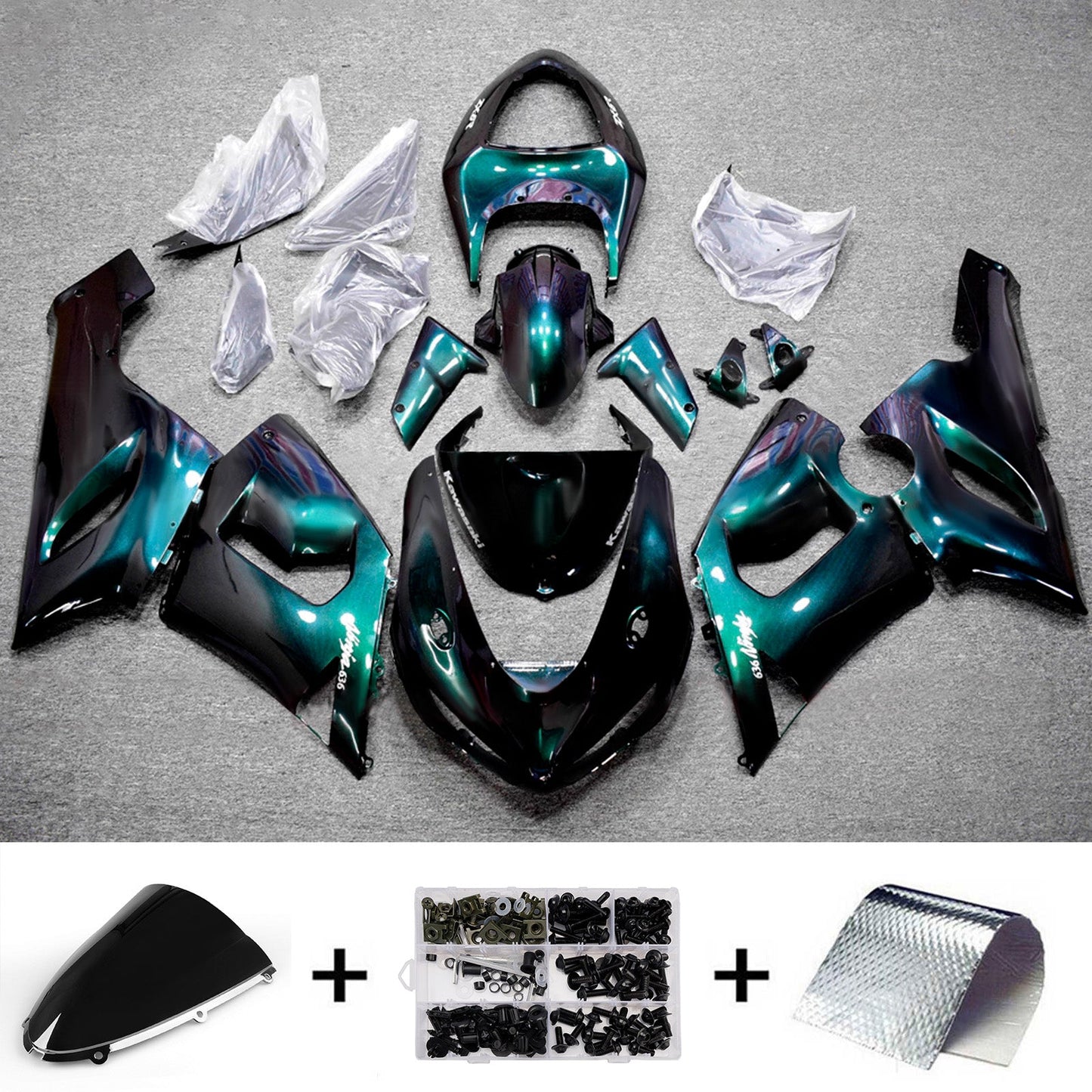 Kit carenatura iniezione in plastica ABS adatto per Kawasaki ZX6R 636 2005-2006