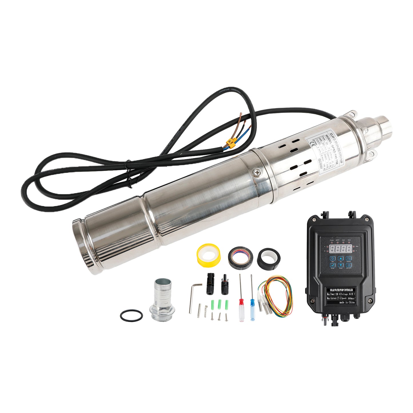 Foro profondo per pozzo profondo in acciaio sommergibile a vite MPPT da 3 "48 V 750 W 140 Metri