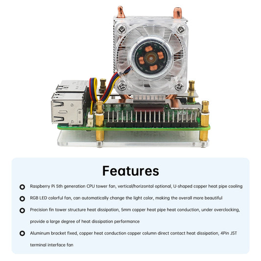 Raspberry Pi 5B Ventola a torre Raspberry Ice Radiatore a torre Pi5 ICE Radiatore di raffreddamento