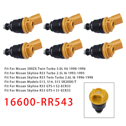 6 pezzi iniettori carburante per Nissan Silvia SR20DET S13 14 15 Skyline R33 16600-RR543