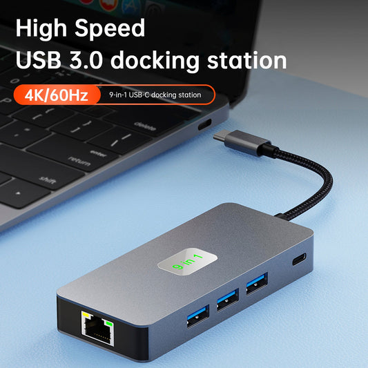 9 in 1 TYPE-C a RJ45 (Gigabit) + USB 3.0*3 + HDMI + dati USB-CS + PD100W + SD/TF per iPad Pro