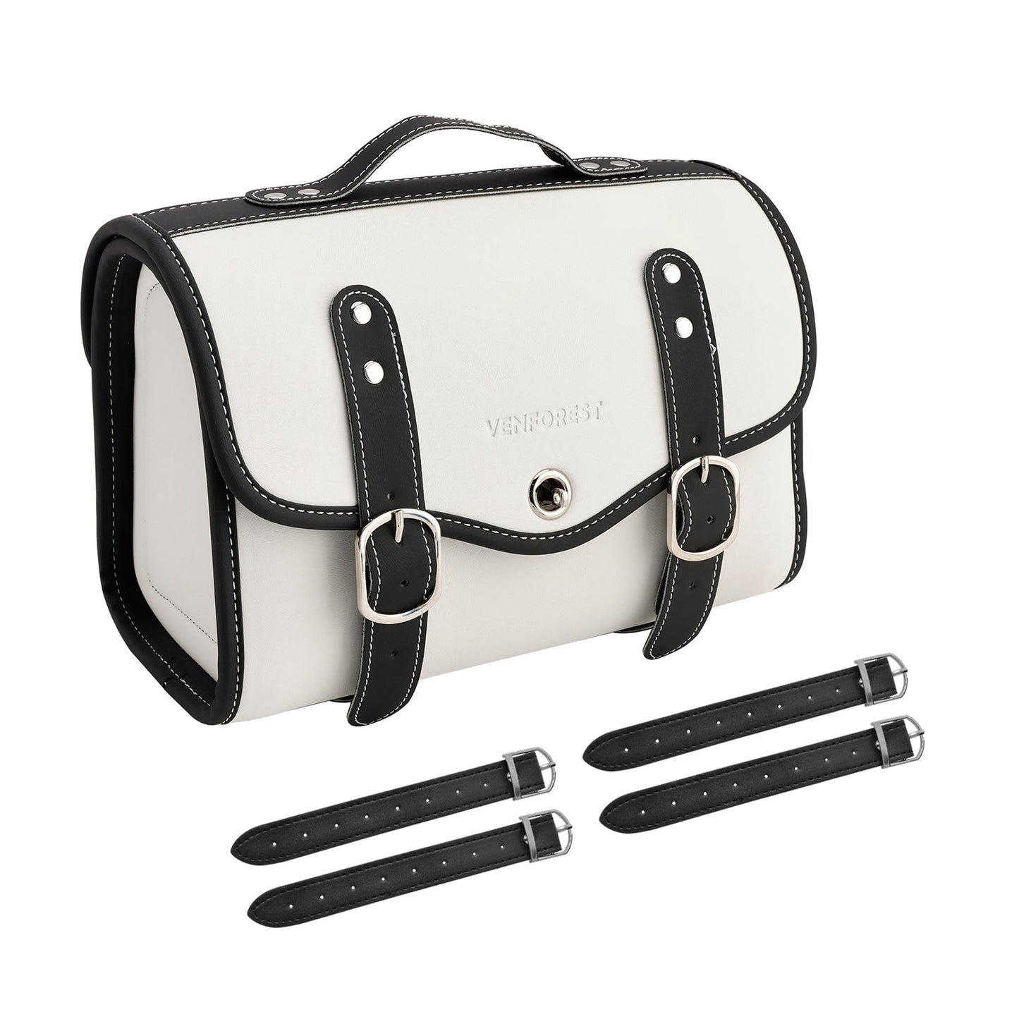 Borsa laterale in PU Borsa laterale Borsa da sella Colore abbinato Bagaglio Bianco per scooter Moto Bianco