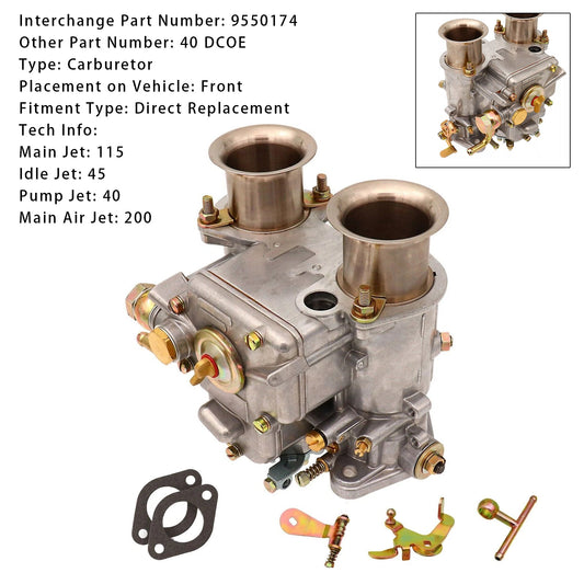 1975-1992 tutti i modelli VW raffreddati ad acqua 1.5, 1.6, 1.7, 1.8 Carburatore 19550.174 40 DCOE Weber High Performance Twin Choke