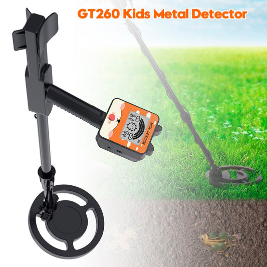GT260 Metal Detector per Bambini, Impermeabile, Bobina di Ricerca da 6,3"" Nero