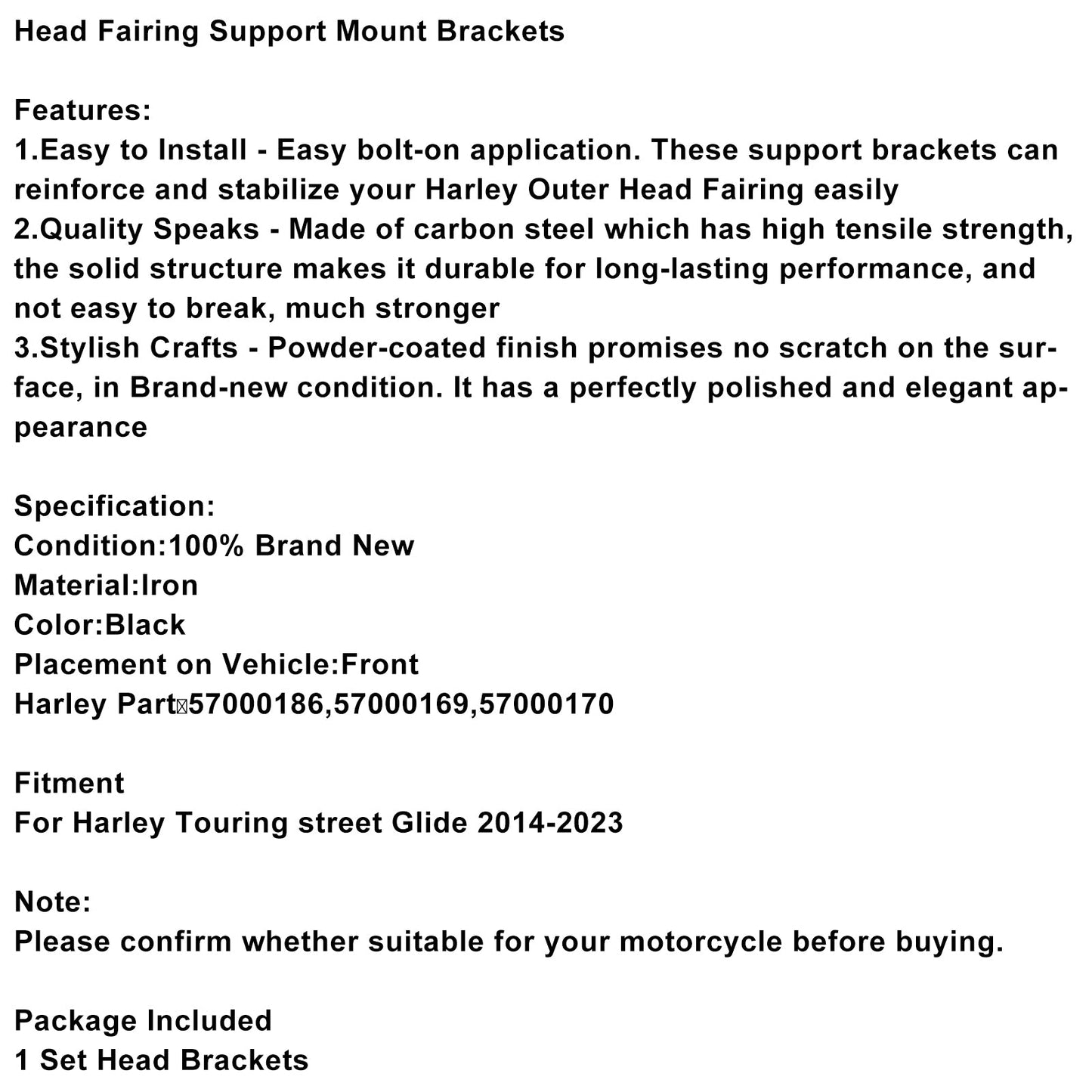 Staffe per testa Touring Street Glide 2014-2023 57000186 57000169 57000170