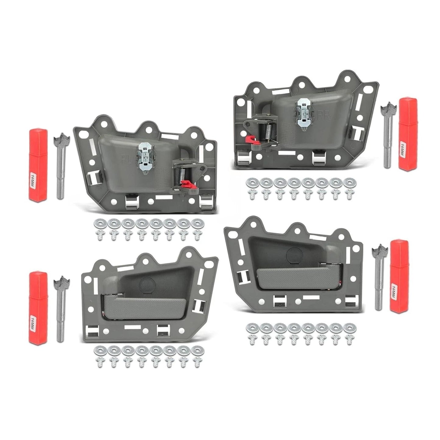 4 pezzi Maniglia interna porta anteriore posteriore sinistra e destra grigia per Jeep Grand Cherokee 2005-2011