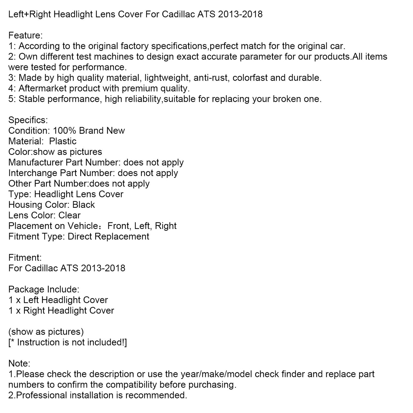 Copriobiettivo faro sinistro + destro Cadillac ATS 2013-2018