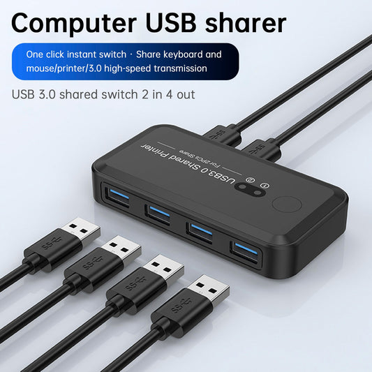 Dispositivo di condivisione stampante con switch USB 3.0 a 2 ingressi e 4 uscite, condivisione di due computer