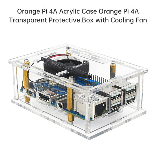 Custodia protettiva trasparente per Orange Pi 4A Custodia in acrilico per Orange Pi 4A con ventola di raffreddamento