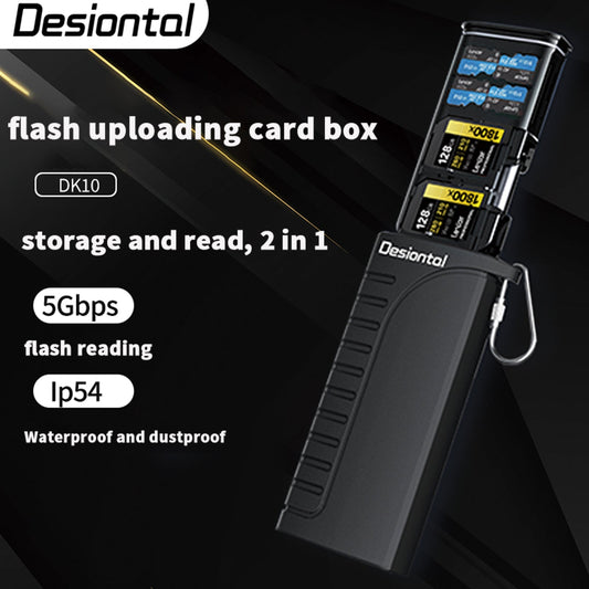 Lettore ad alta velocità 2 in 1 Scatola per schede flash Trasmissione foto Archiviazione impermeabile